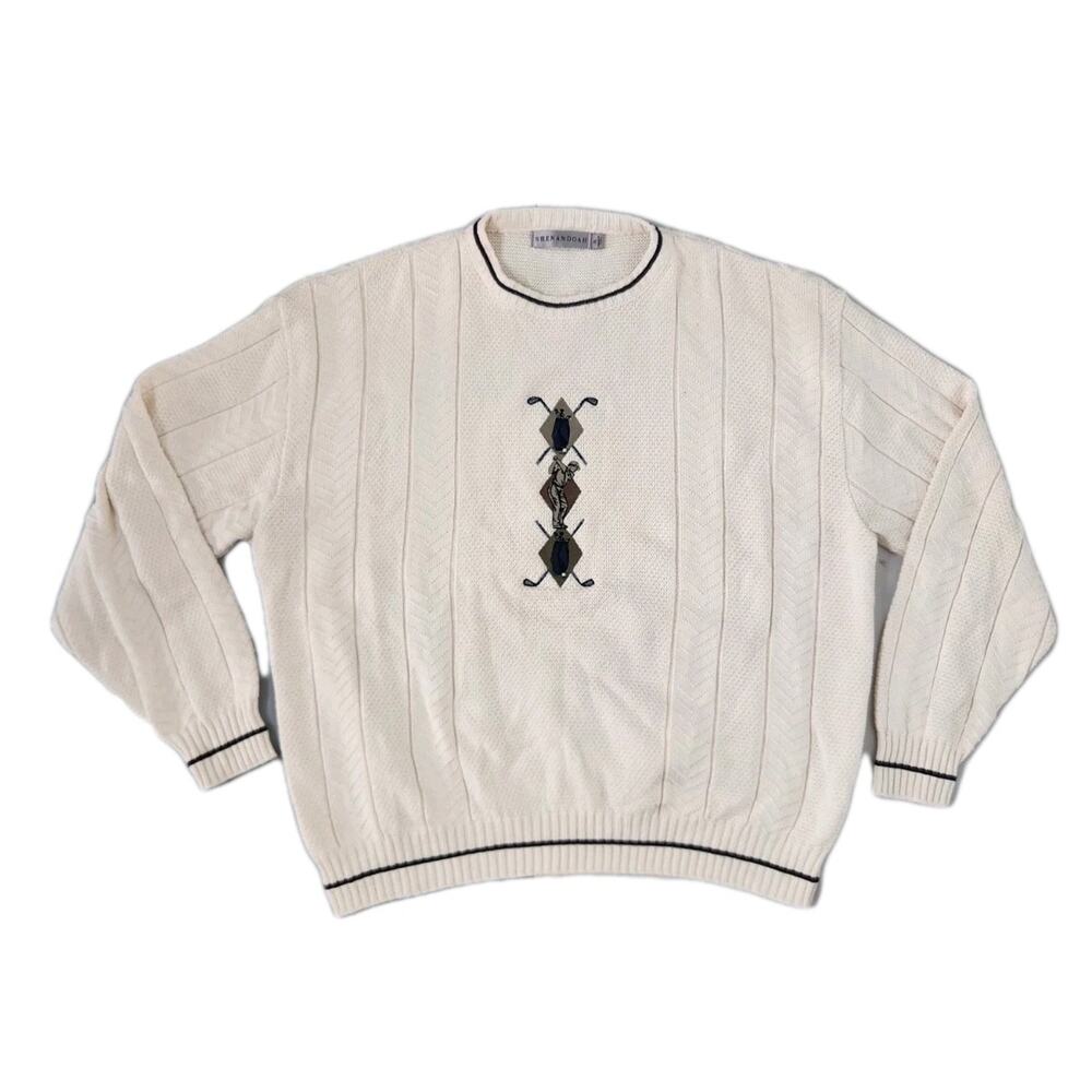 Vtg Shenandoah Grandpa Embroidered Golf Crewneck Pullover Sweater Mens XL Preppy